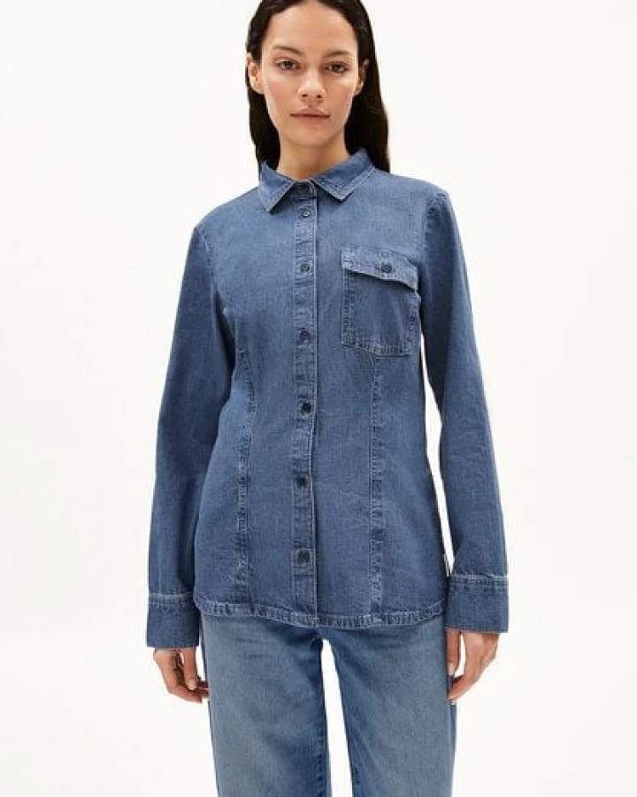 ARMEDANGELS NILAARA Damen Bluse Slim Fit aus Bio-Baumwoll Mix