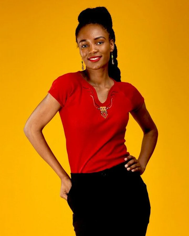 Africulture Damen Top aus Baumwoll Stoff mit Stick/Perlenmuster Lamu Design