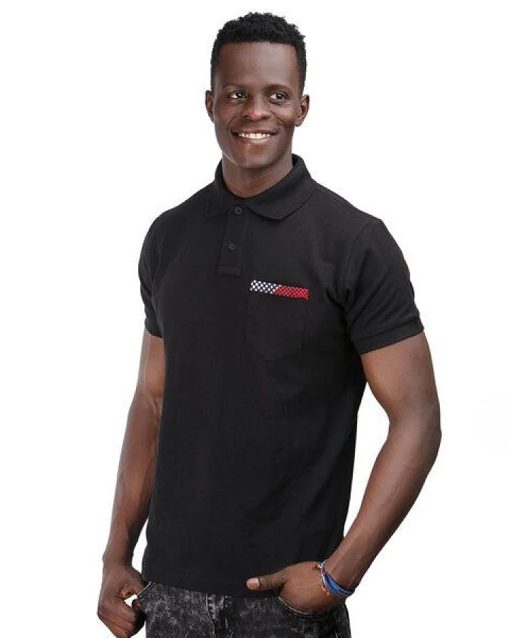 Africulture Herren Poloshirt Kitenge Fusion mit Brusttasche