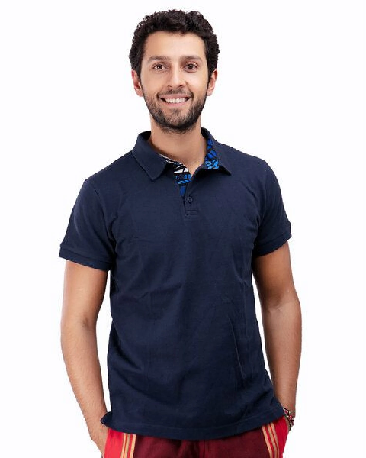Africulture Herren Poloshirt mit Kitenge Kragen – Ansicht 2