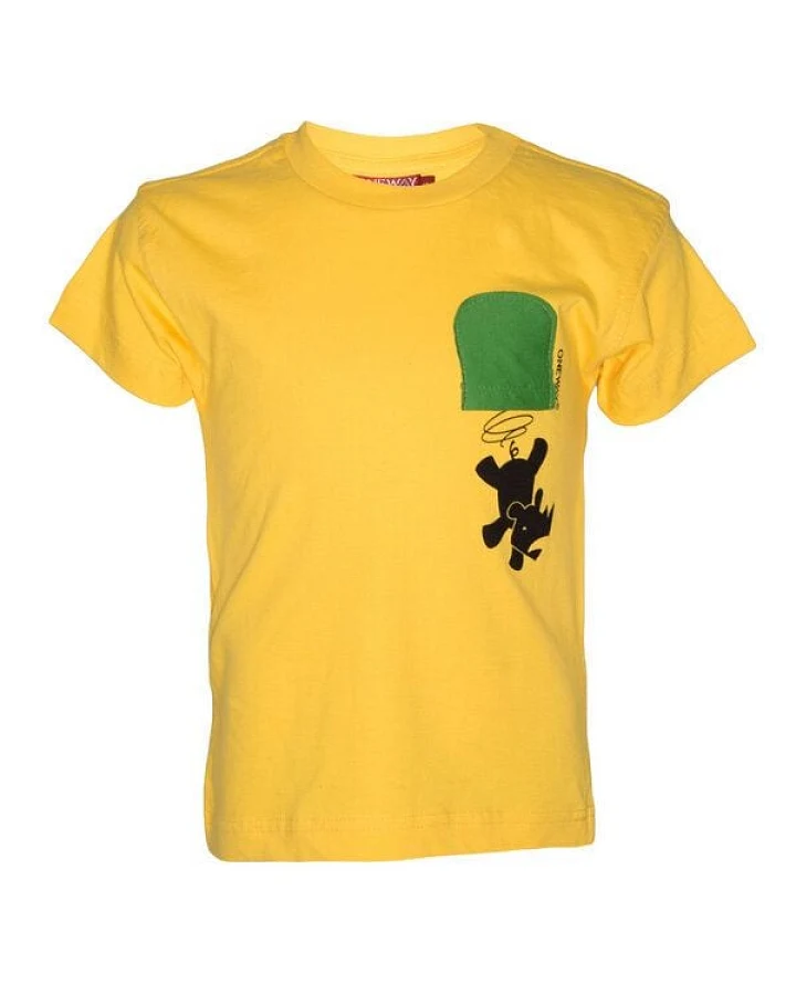 Africulture Kinder T-Shirt "Falling Rhino" Fairtrade aus Baumwolle mit Aplique Brusttasche