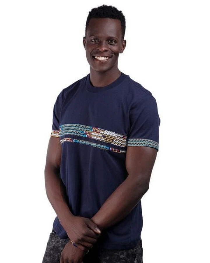 Africulture T-Shirt mit Westafrikanischem Kitengestoff Streifen Männer