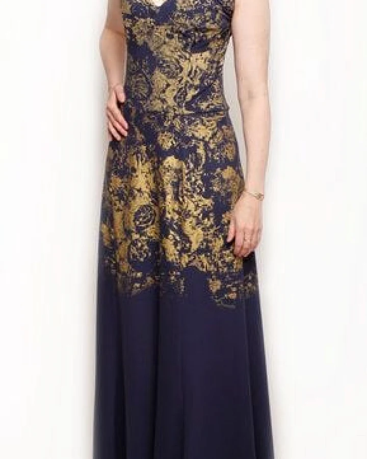 Peaces.bio - handbedruckte Biomode Abendkleid Golden Roses