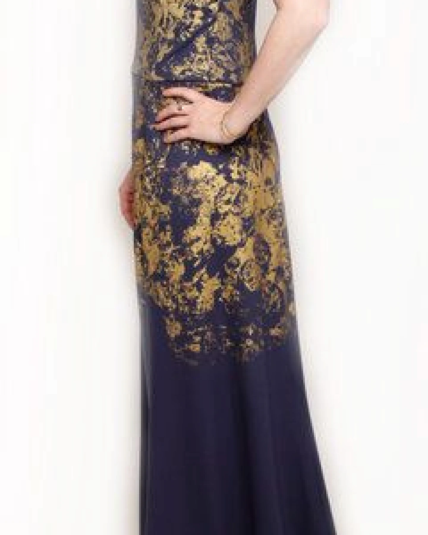 Peaces.bio - handbedruckte Biomode Abendkleid Golden Roses – Ansicht 2