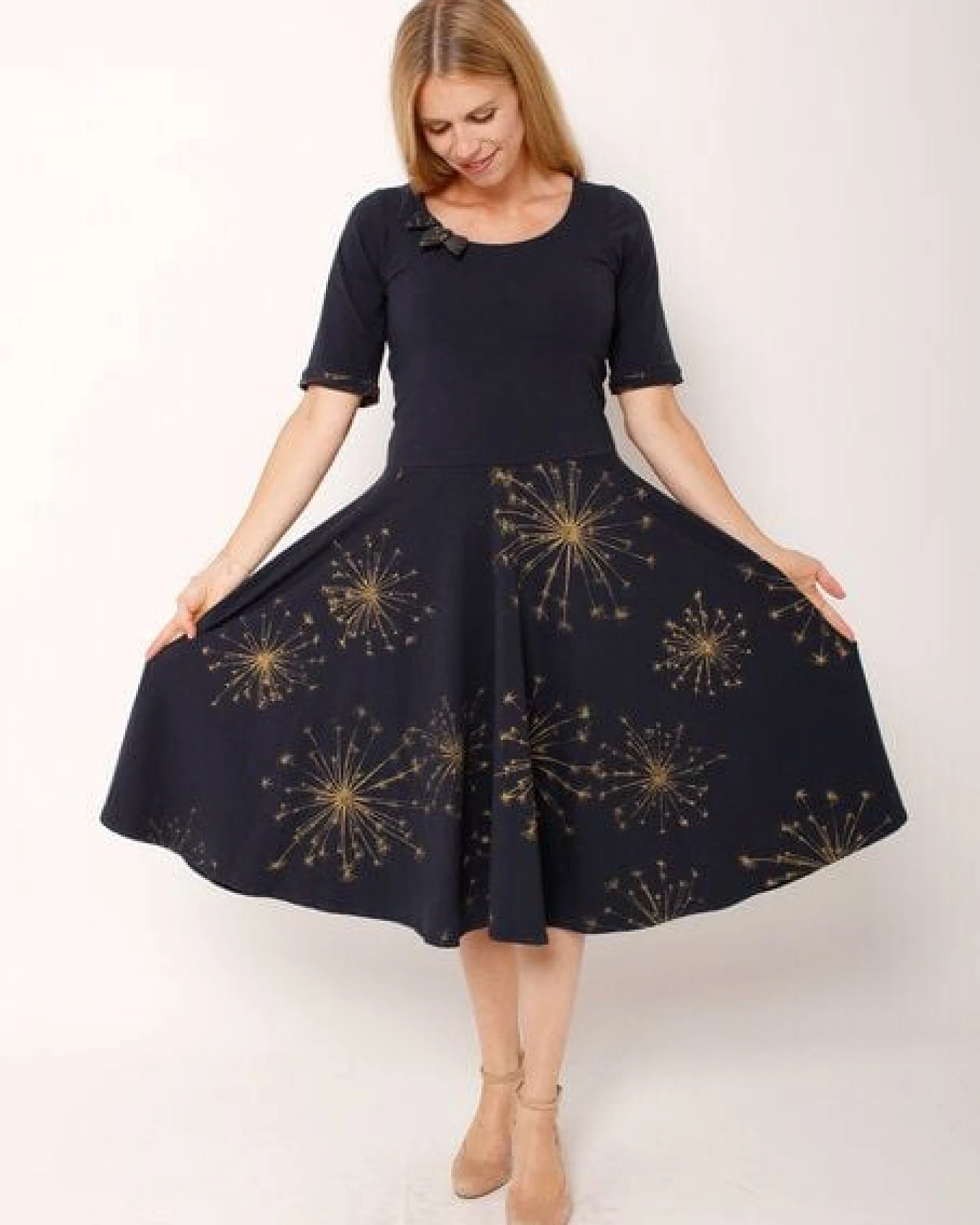 Peaces.bio - handbedruckte Biomode Bio-Tanzkleid "Kümmelzauber" – Ansicht 2
