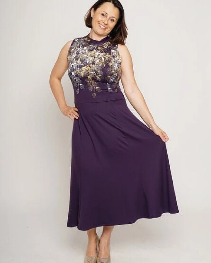Peaces.bio - handbedruckte Biomode Sommerfestkleid Buchenzauber in Violett