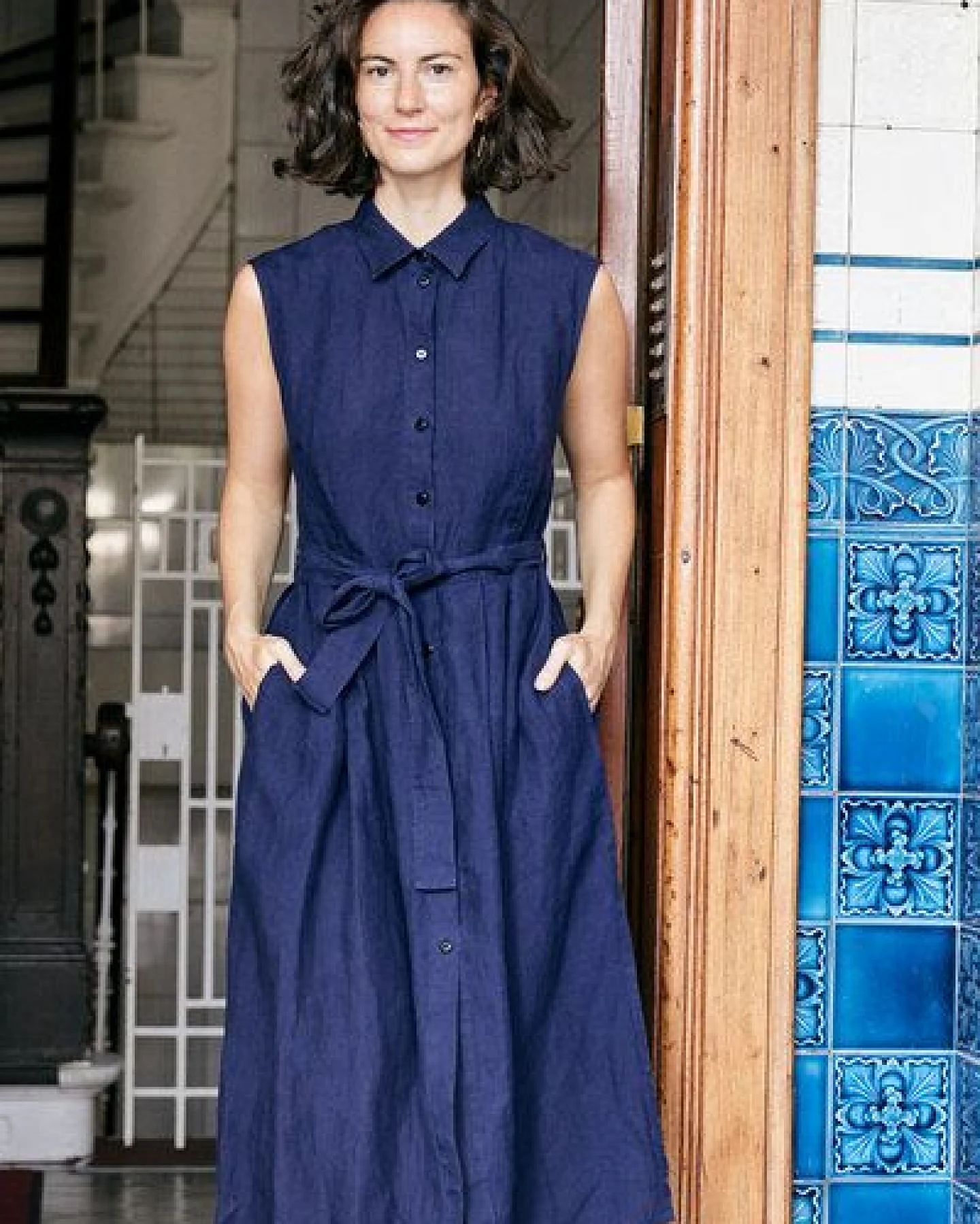 Sophia Schneider-Esleben Dress Marie, Blau - Damenkleid aus Bio-Baumwolle – Ansicht 2