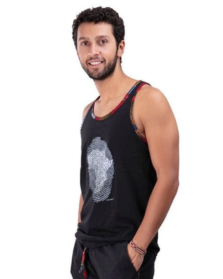 Africulture Tanktop, "West African Kitenge Fusion" mit Afrika Daumenabdruck