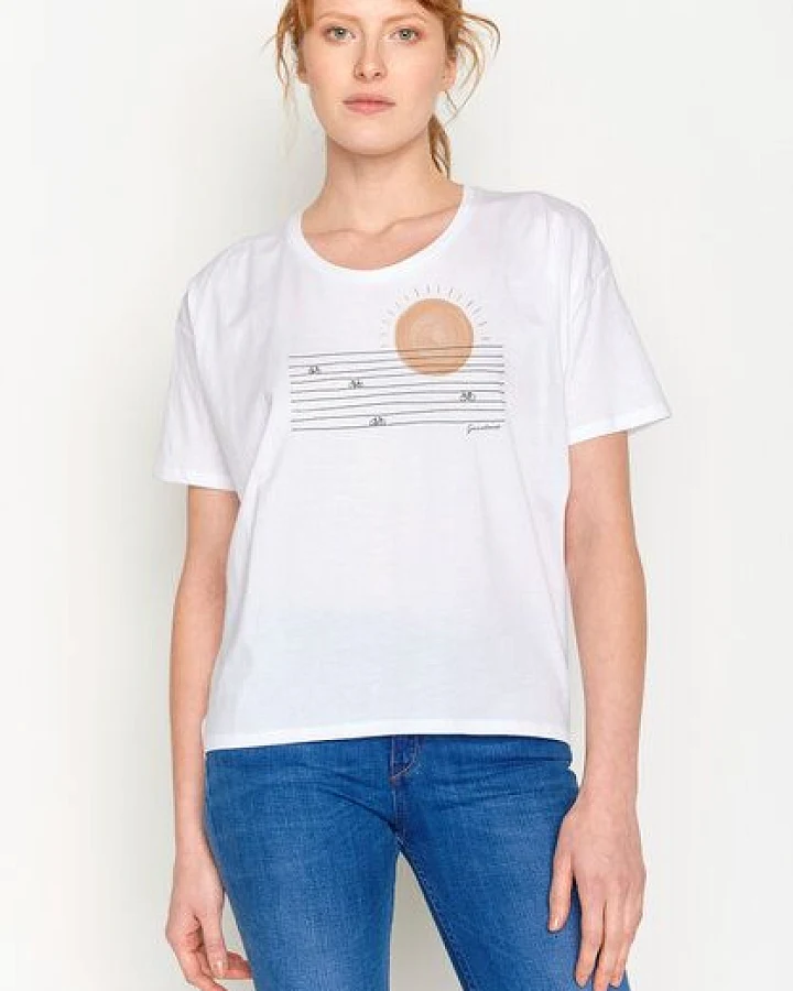 GREENBOMB Bike Sunrise Feel - Lässiges T-Shirt aus Bio-Baumwoll-Mix / hochwertiger Print / GOTS / Fair & Vegan