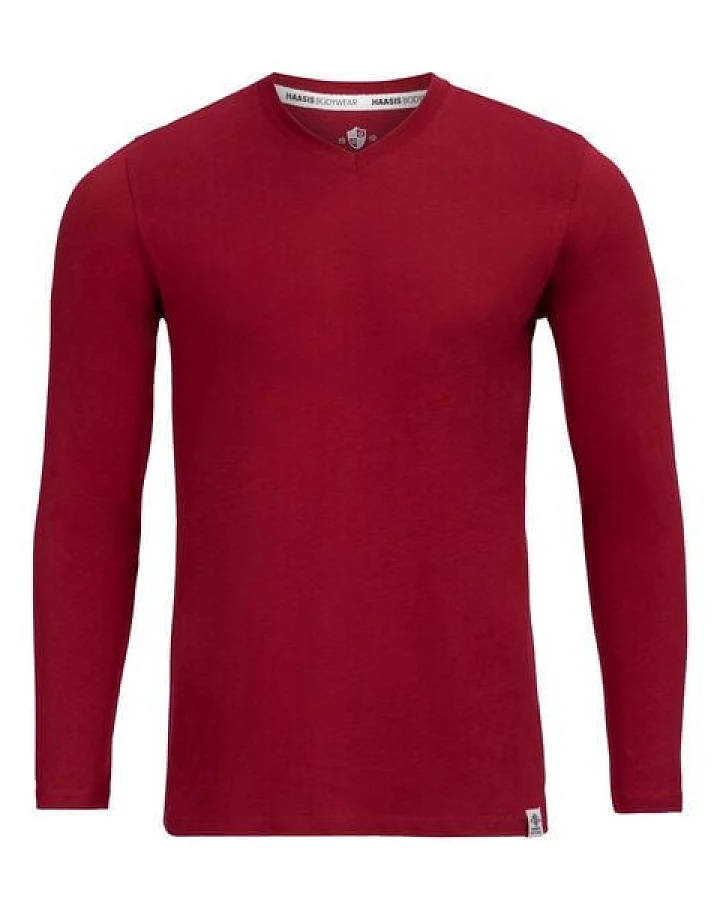 HAASIS BODYWEAR Herren Shirt mit v-neck; Langarm, Single Jersey, Bio Baumwolle