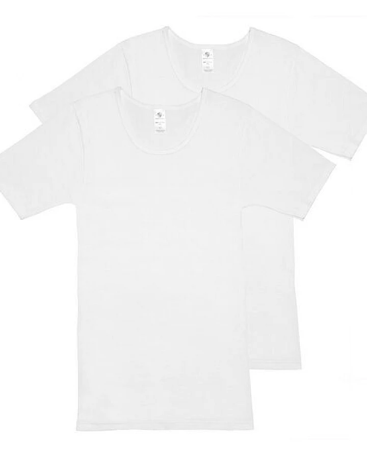 Haasis Bodywear Herren Basic Shirt Rundhals Feinripp 2er Pack