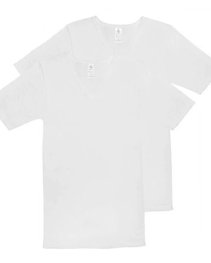 Haasis Bodywear Herren Basic Shirt V-Ausschnitt Feinripp 2er Pack