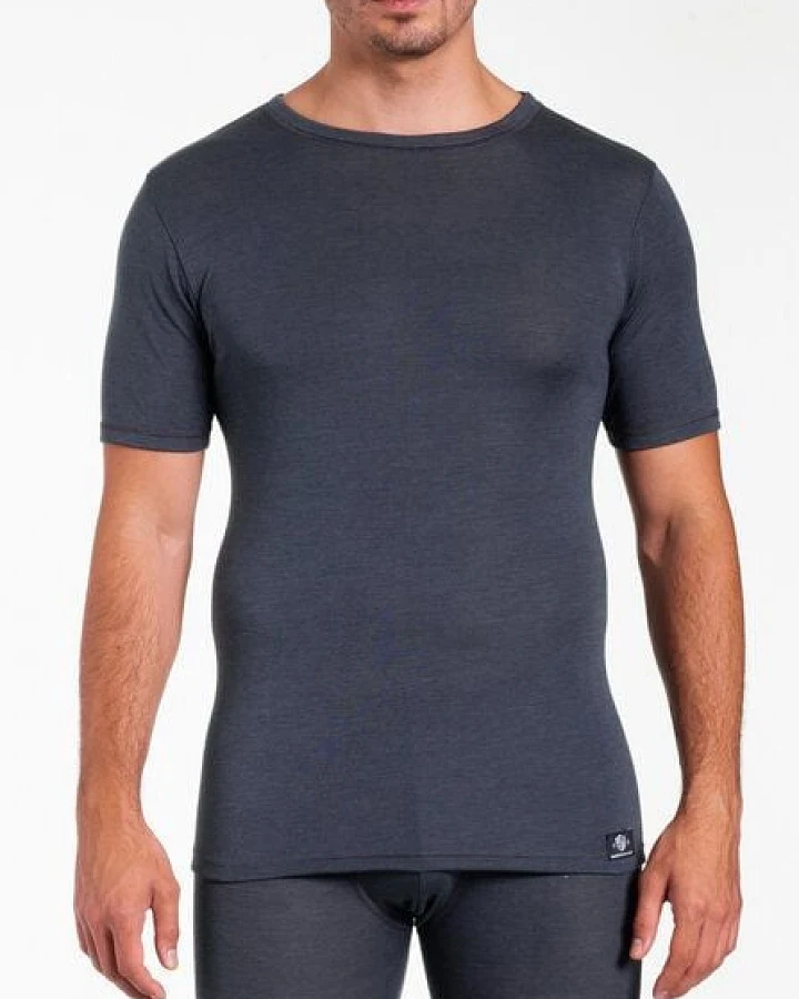 Haasis Bodywear edles Wolle/Seide Herren Basic Shirt Rundhals Feinripp