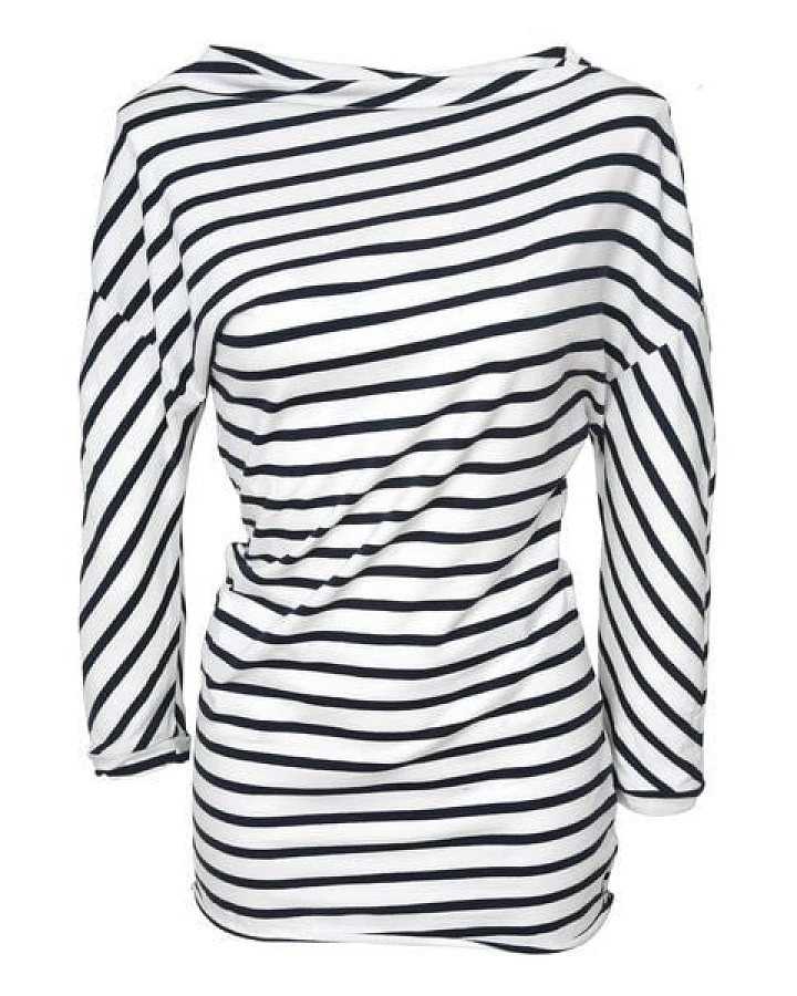 Lena Schokolade Oberteil asymmetrisch geringelt creme/navy