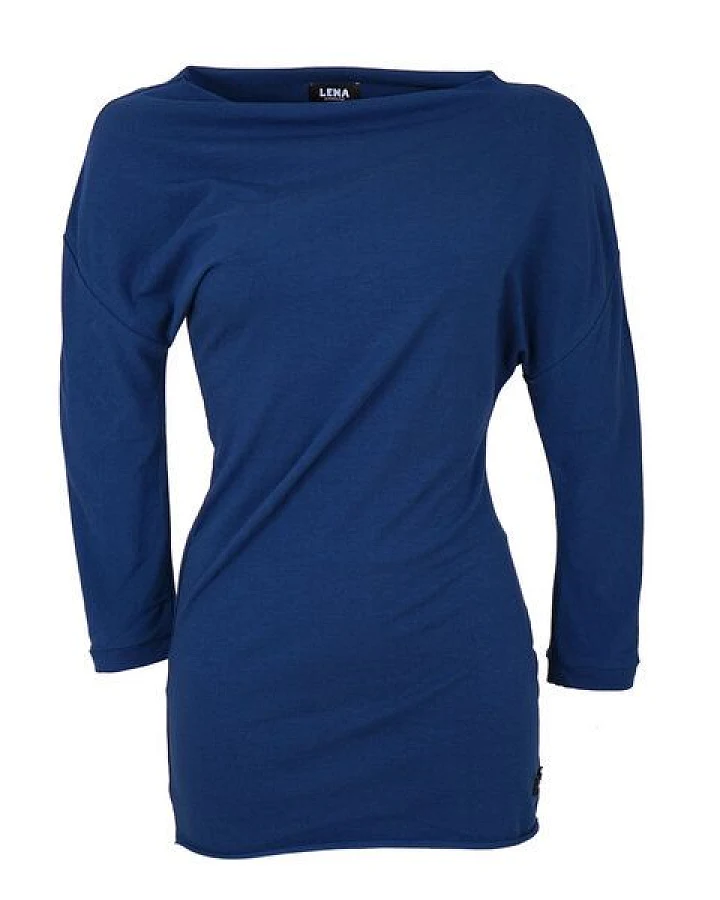 Lena Schokolade Oberteil asymmetrisch tiefblau Bio Jersey