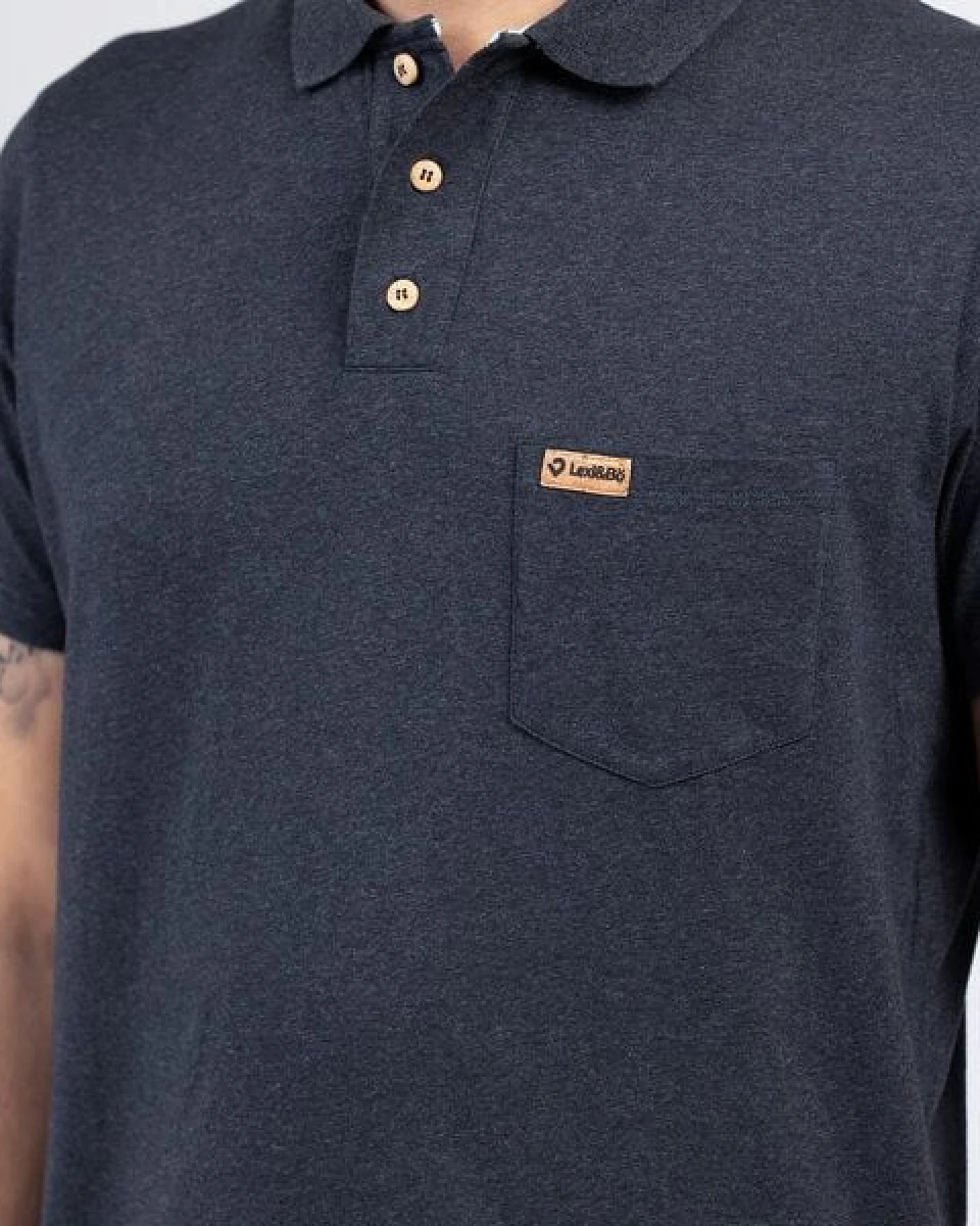 Lexi&Bö Poloshirt dark melange Herren – Ansicht 4