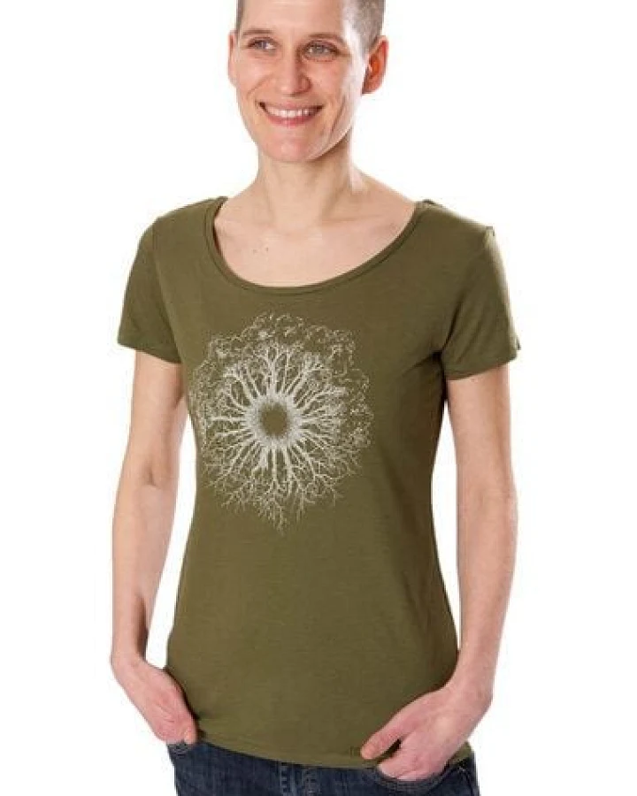 Life-Tree Bambus Shirt Fairwear für Damen "WoodenIris" in Moss Green