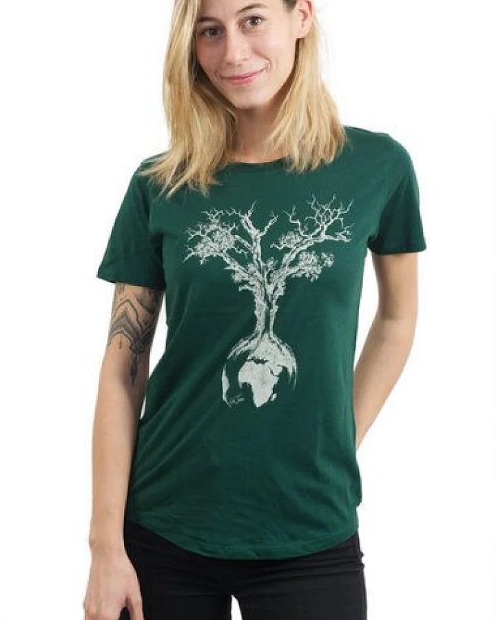 Life-Tree Fairwear Ecovero Shirt Women Bottle Green Weltenbaum