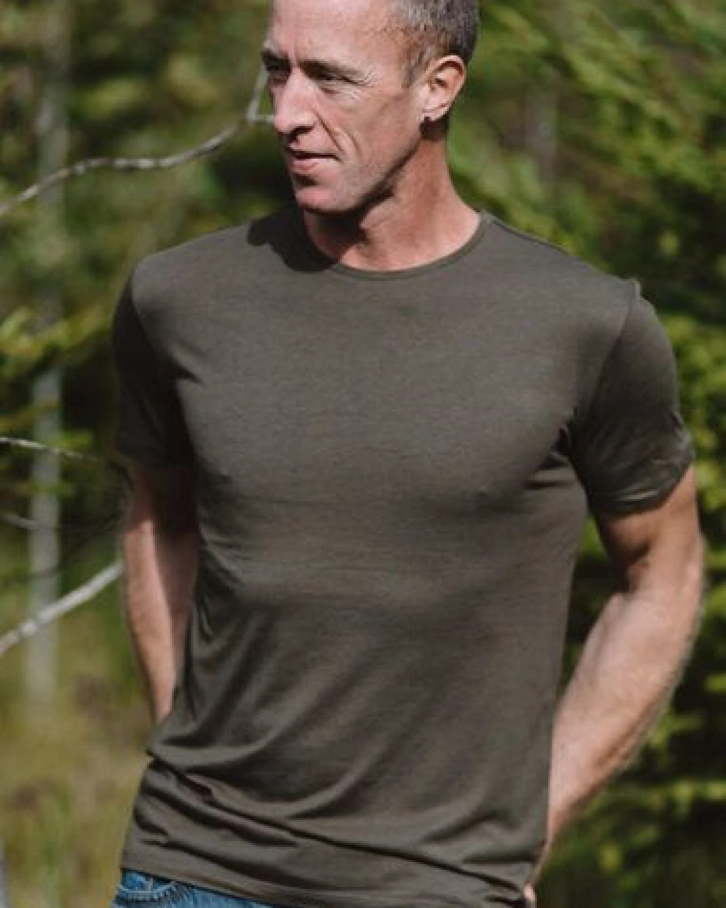Life-Tree Ecovero Shirt für Herren "Basic" Fern Green/Mulberry – Ansicht 2