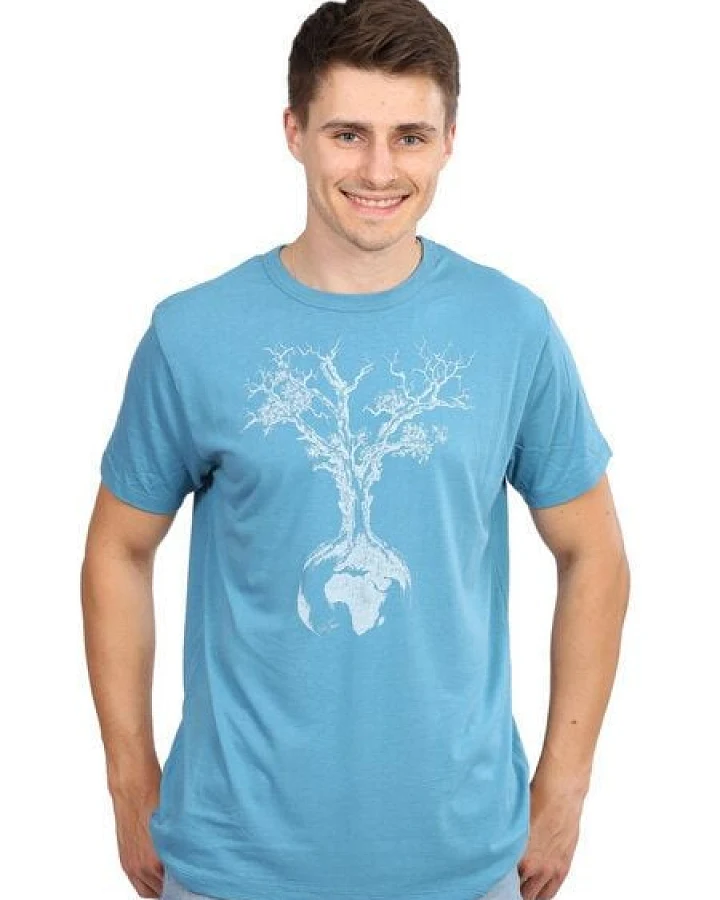 Life-Tree Fairwear Bambus Shirt Men Petrol Blue Weltenbaum