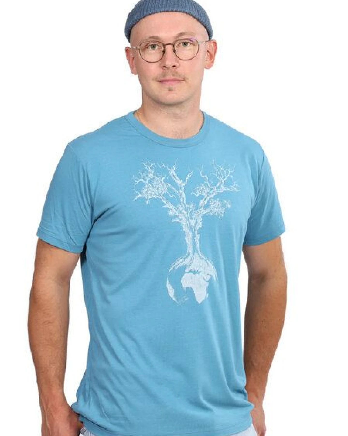 Life-Tree Fairwear Bambus Shirt Men Petrol Blue Weltenbaum – Ansicht 2