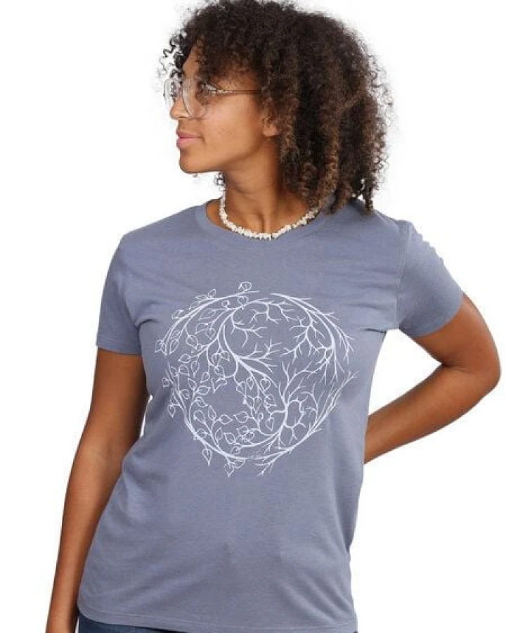 Life-Tree Fairwear Bambus Shirt Women Charcoal Grey YinYang