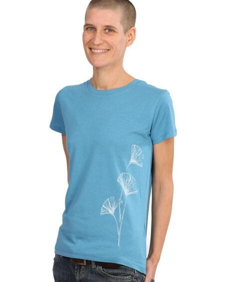 Life-Tree Fairwear Bambus Shirt Women Petrol Blue Ginkgo