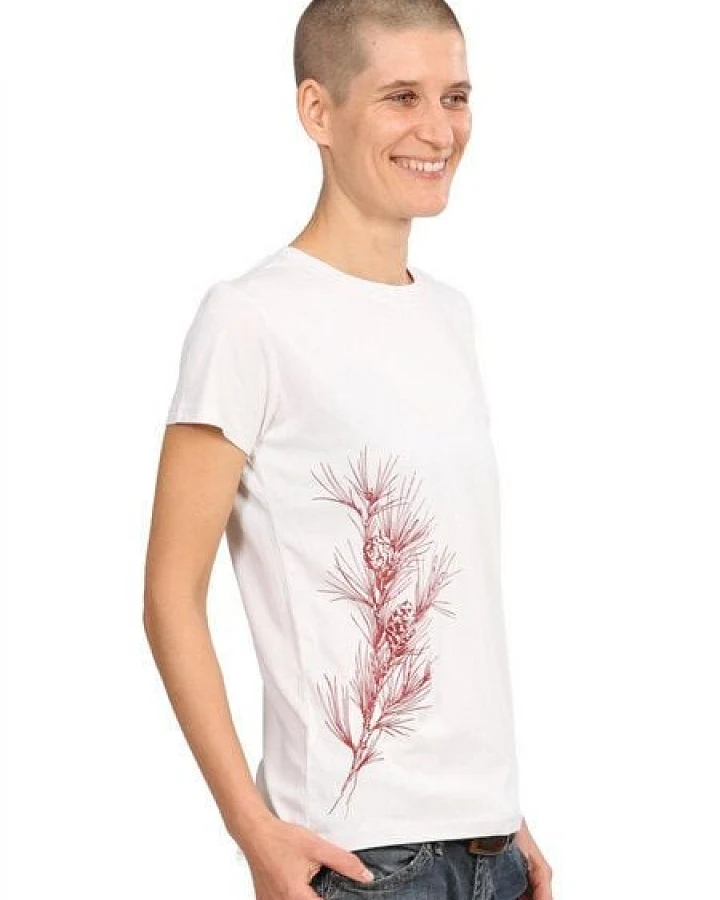 Life-Tree Fairwear Bambus Shirt Women Warm White Pine Branch