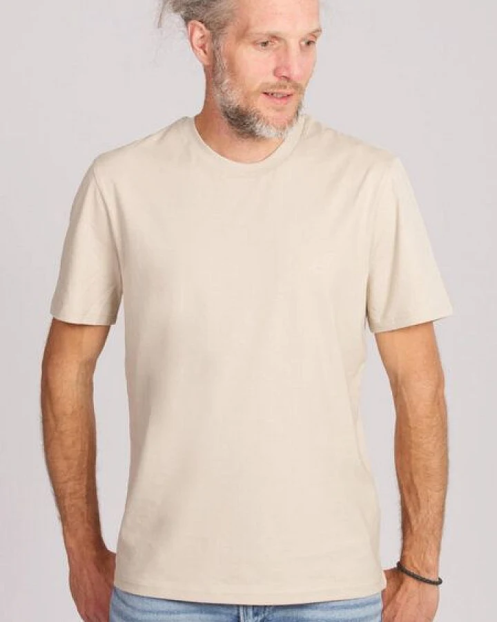 Life-Tree Fairwear Organic Basic Shirt Men Burgundy / Ocre / Desert Dust beige