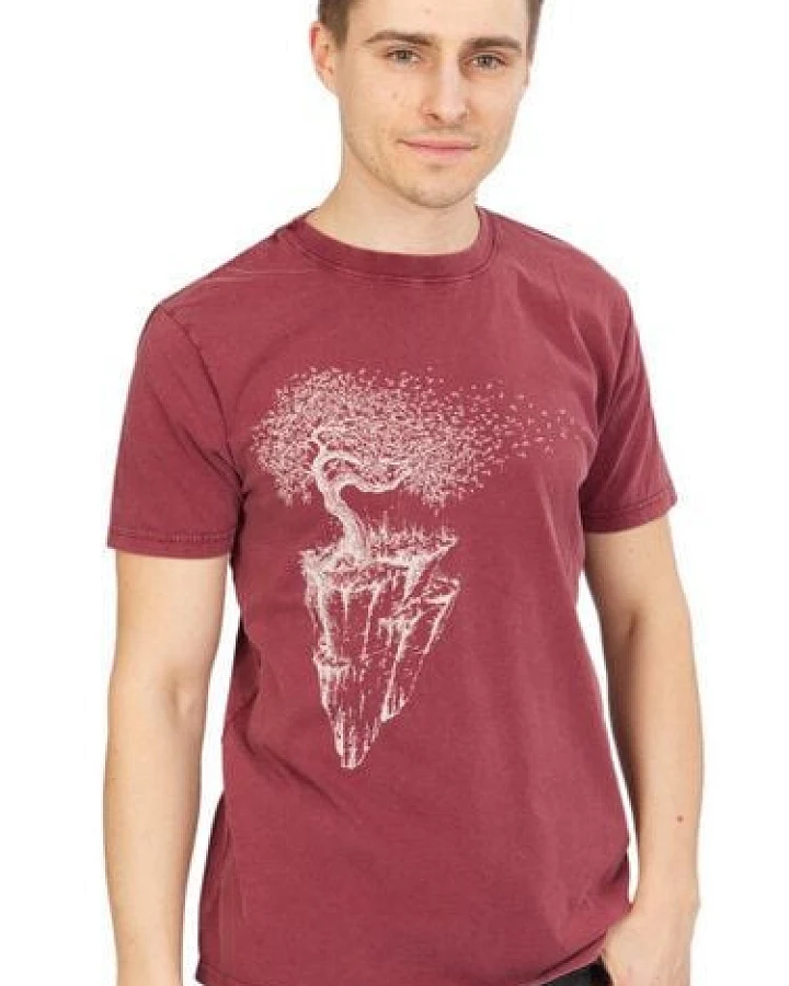 Life-Tree Fairwear Organic Shirt Men Washed Red Maple Island