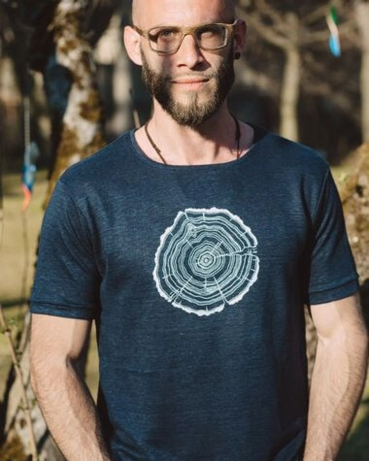 Life-Tree Hanf Shirt für Herren "Treeslice" in Denim Blue – Ansicht 2