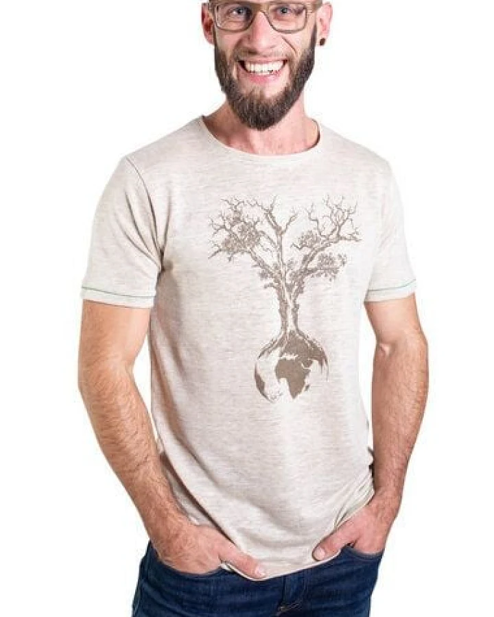 Life-Tree Hanf Shirt für Herren "Weltenbaum" in Natur