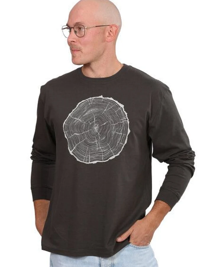 Life-Tree Fairwear Organic Longsleeve Shirt Men Faded Black BigSlice