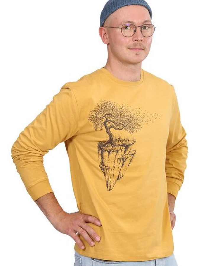 Life-Tree Fairwear Organic Longsleeve Shirt Men Faded Yellow Maple Island