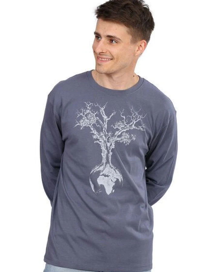 Life-Tree Fairwear Organic Longsleeve Shirt Men Faded Navy Weltenbaum