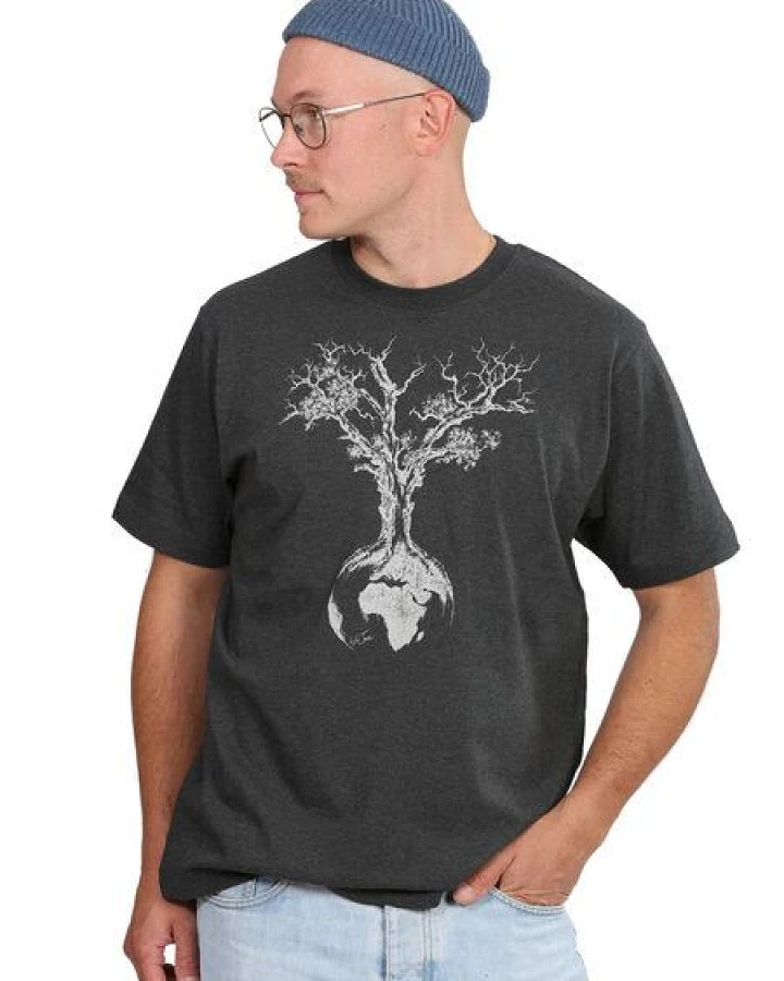 Life-Tree Organic Fairwear Heavy Shirt Men Dark Heather Grey Weltenbaum
