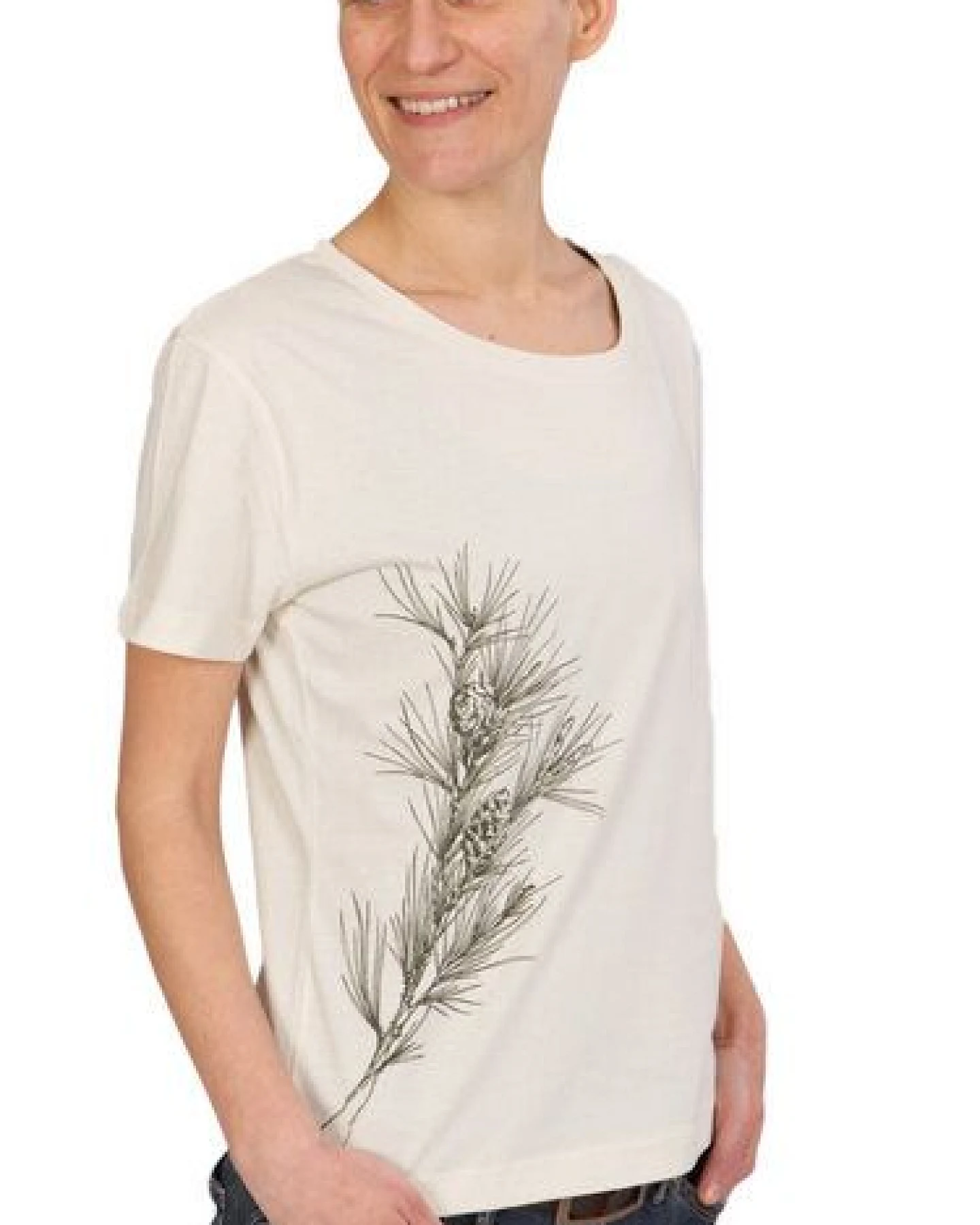 Life-Tree Organic Fairwear Loose Fit Shirt Women Natural Raw Pine Branch – Ansicht 3