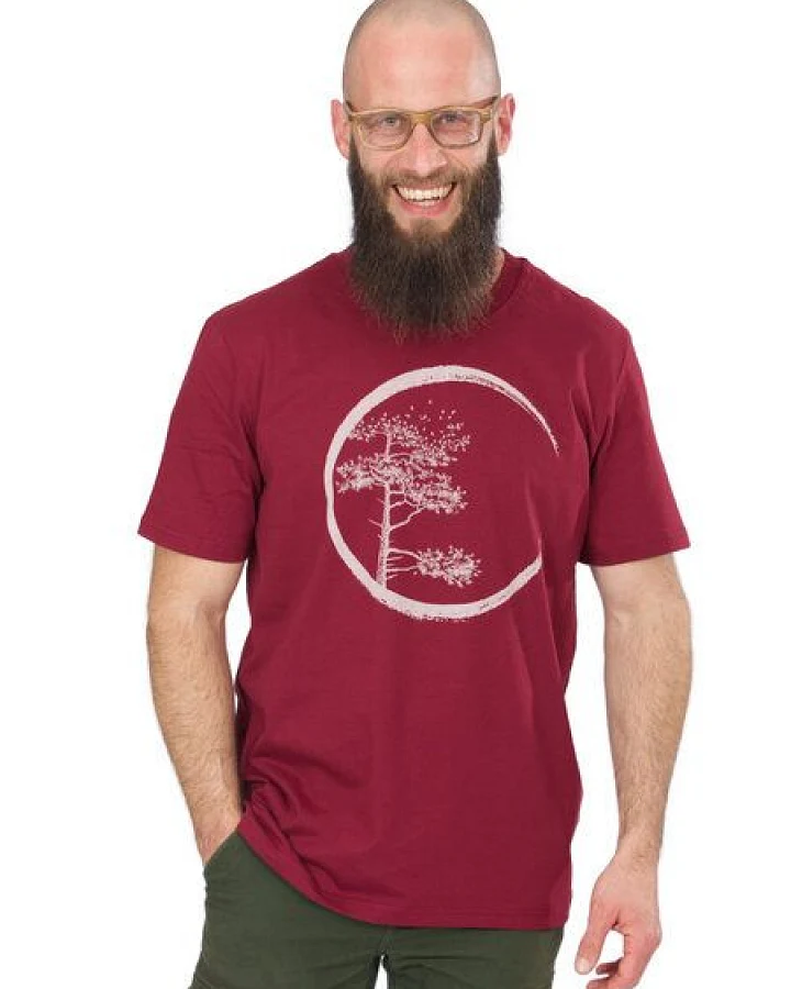 Life-Tree Organic Fairwear Shirt Men "Circle" in Burgundy / Ocre / Desert Dust
