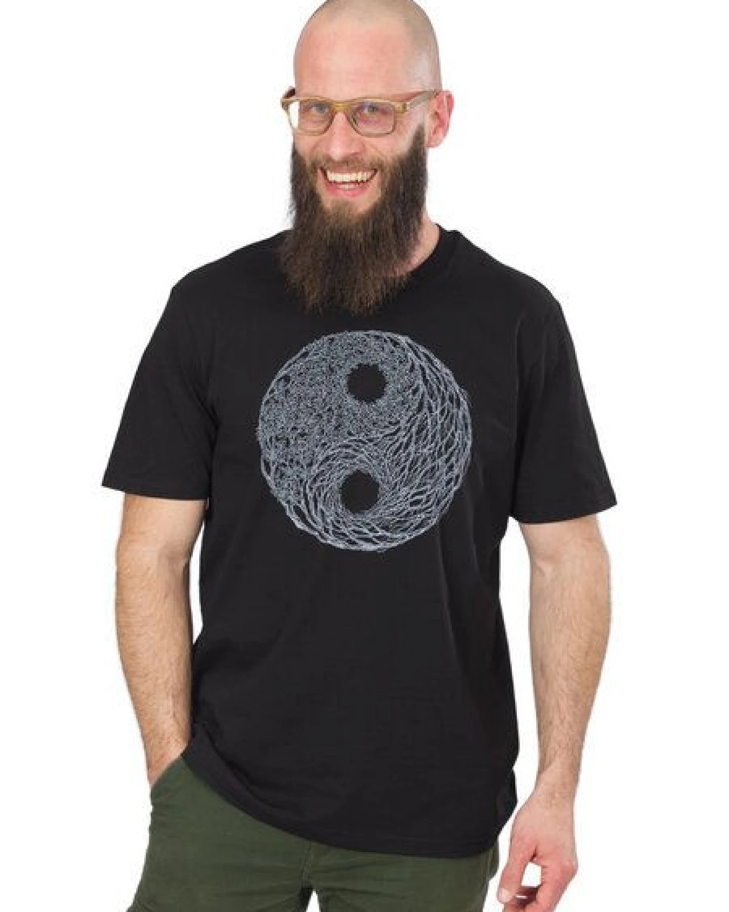 Life-Tree Organic Fairwear Shirt Men "YinYang" Black/Desert Dust – Ansicht 2