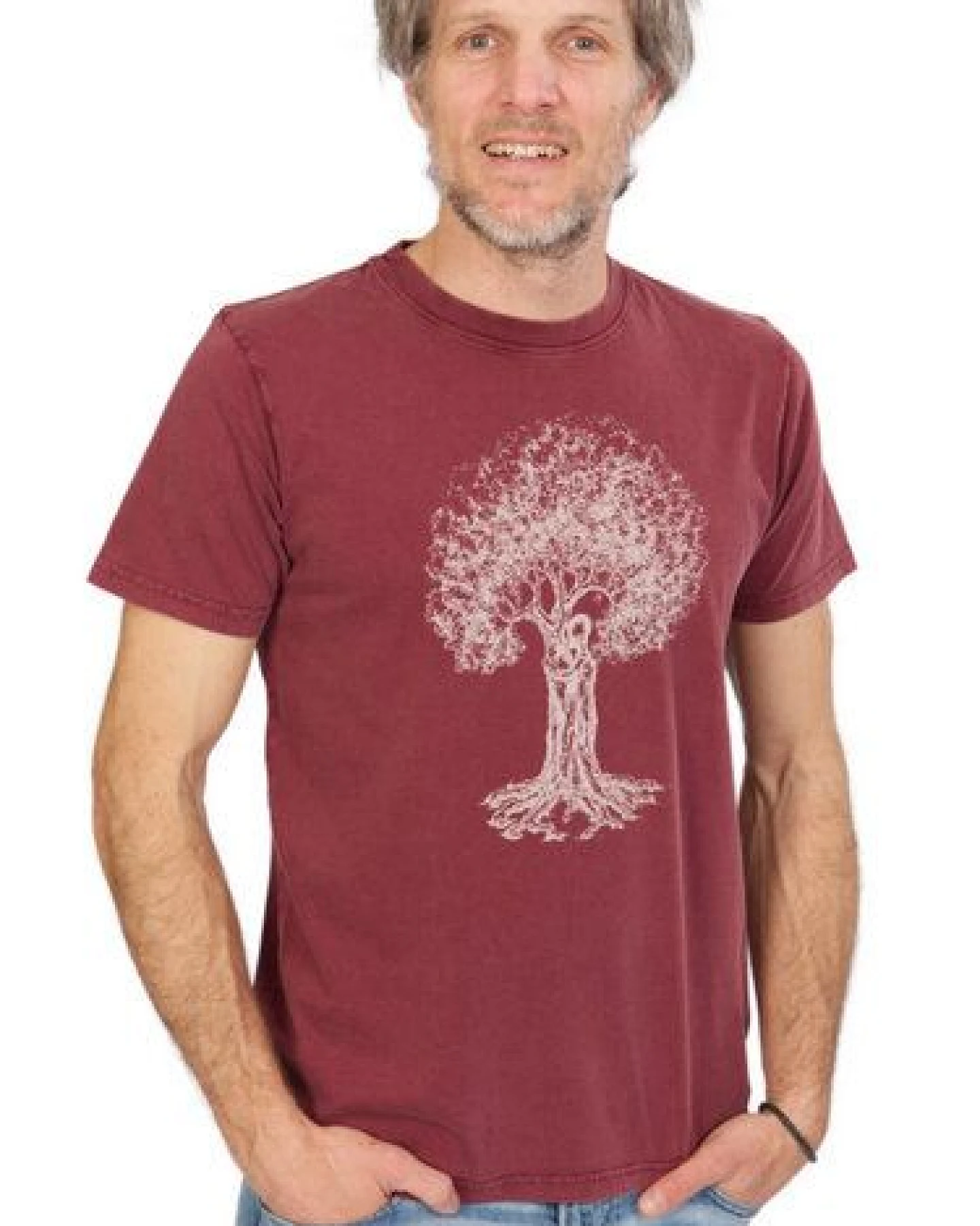 Life-Tree Organic Fairwear Shirt Men Stone Washed Red Treehugger – Ansicht 3