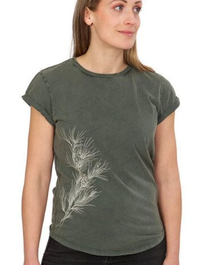 Life-Tree Organic Fairwear Shirt Women Washed Green Pine Branch