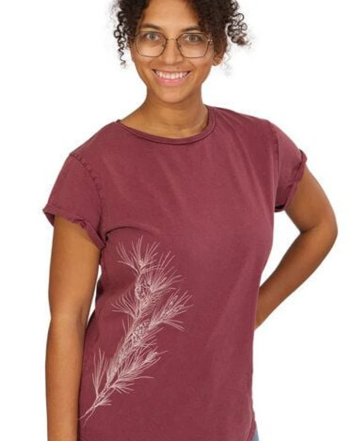 Life-Tree Organic Fairwear Shirt Women Washed Red Pine Branch