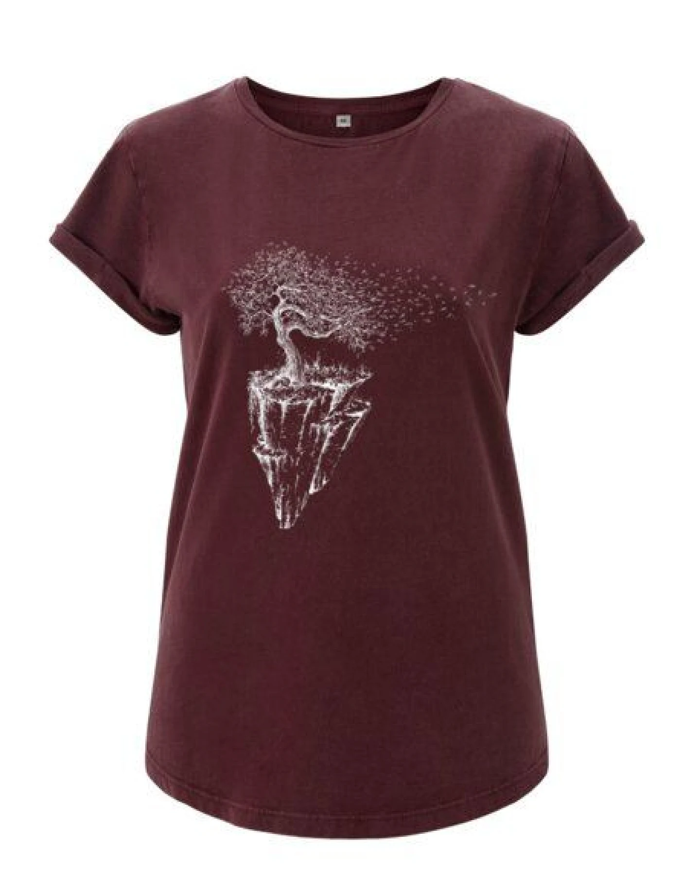 Life-Tree Shirt aus Biobaumwolle Fairwear für Damen "Maple Island" in Washed Green/Washed Blue/Washed Red – Ansicht 4