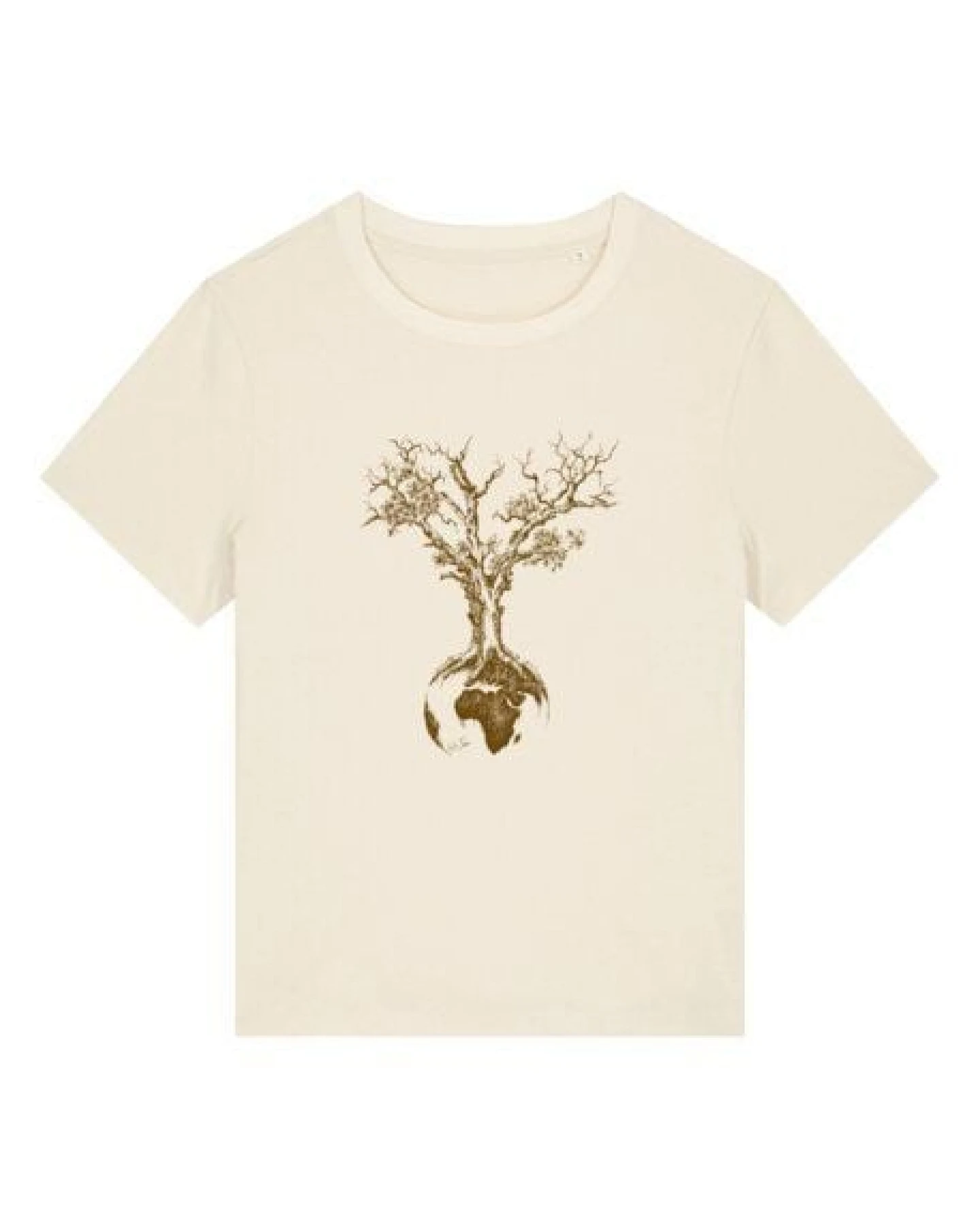 Life-Tree Shirt aus Biobaumwolle Fairwear für Damen "Weltenbaum" in Burgundy Rot/Natural Weiß – Ansicht 4