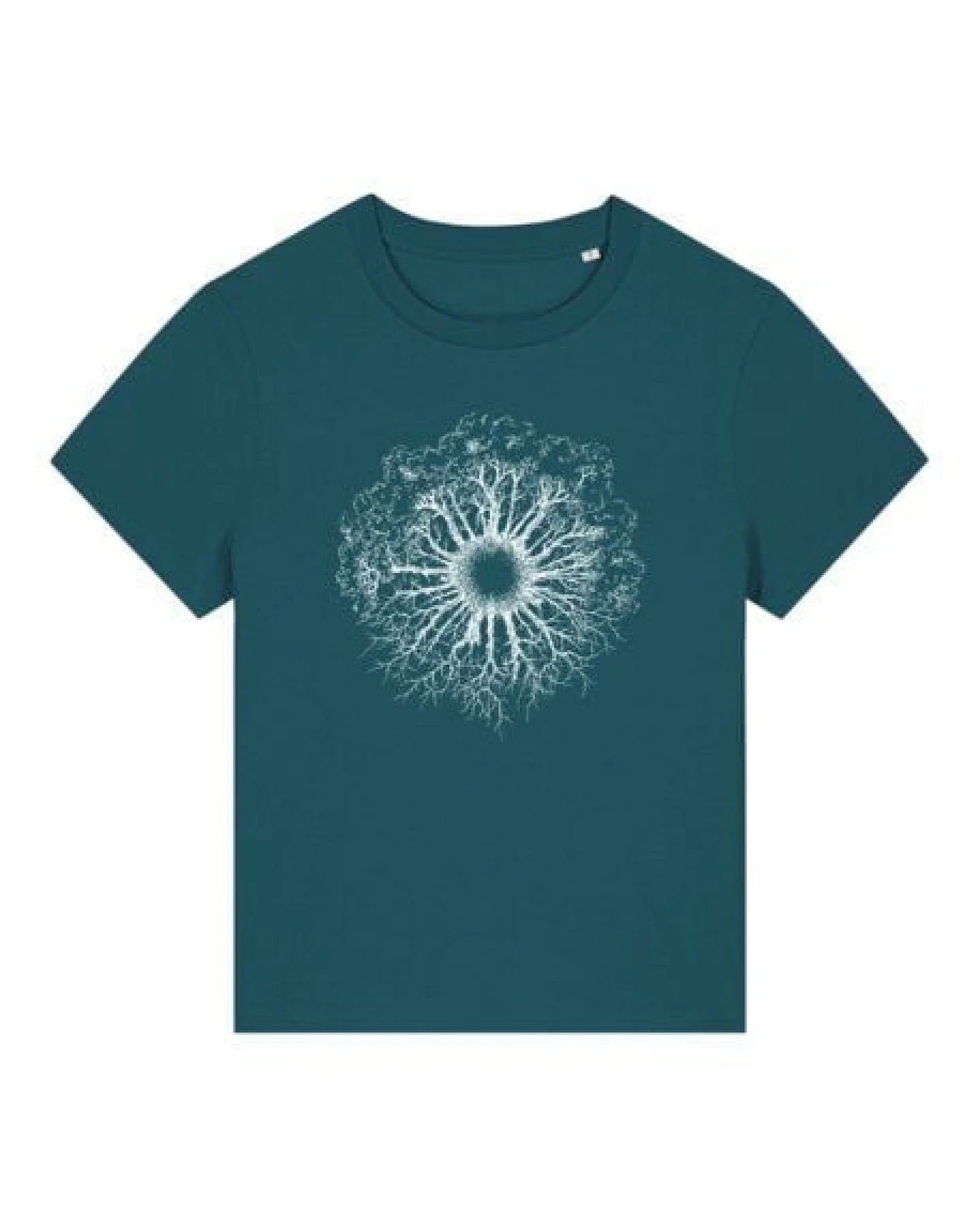Life-Tree Shirt aus Biobaumwolle Fairwear für Damen "WoodenIris" in Stargazer Blau – Ansicht 4