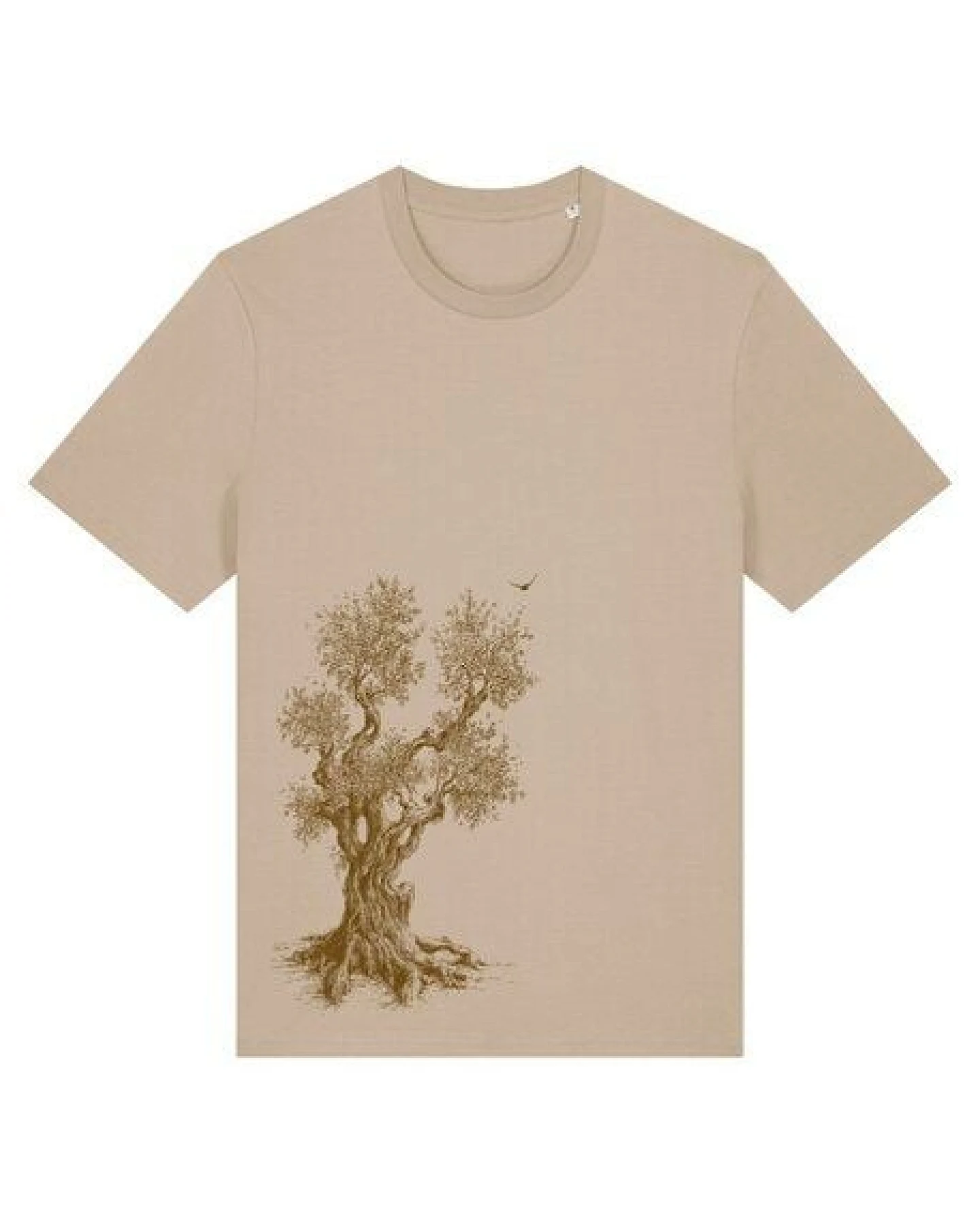 Life-Tree Shirt aus Biobaumwolle Fairwear für Herren "Olive Tree" in Desert Dust – Ansicht 3
