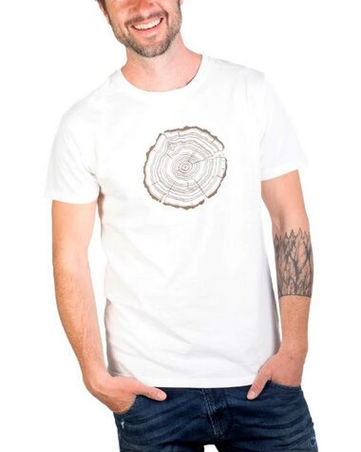 Life-Tree Shirt aus Biobaumwolle Fairwear für Herren "Treeslice" in Washed White/Blue/Red/Green