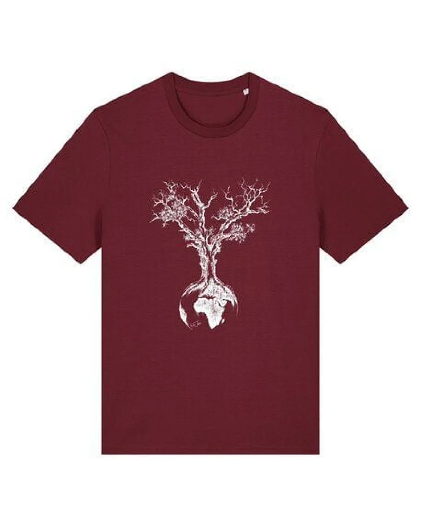 Life-Tree Shirt aus Biobaumwolle Fairwear für Herren "Weltenbaum" in Burgundy Rot – Ansicht 3