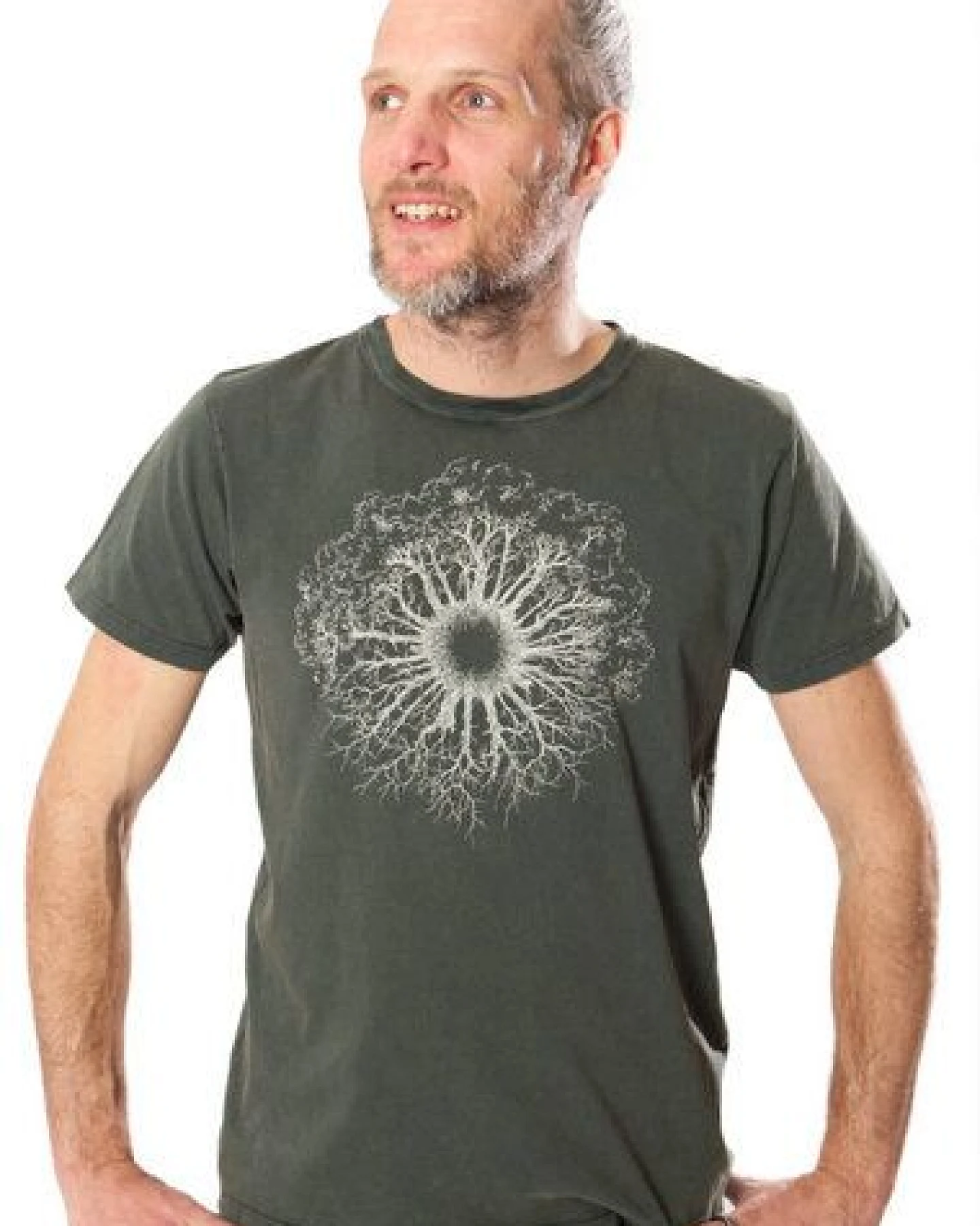 Life-Tree Fairwear Organic Shirt Men Stone Washed Green WoodenIris / Rot – Ansicht 3