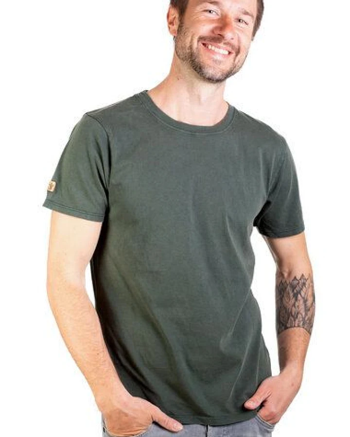 Life-Tree Shirt aus Biobaumwolle für Herren "Basic" Stone Washed Green/Red/Blue